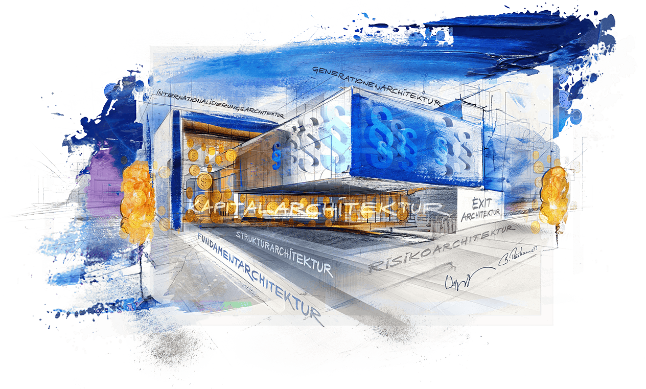 Vermögensarchitektur als grafische Architektur-Collage